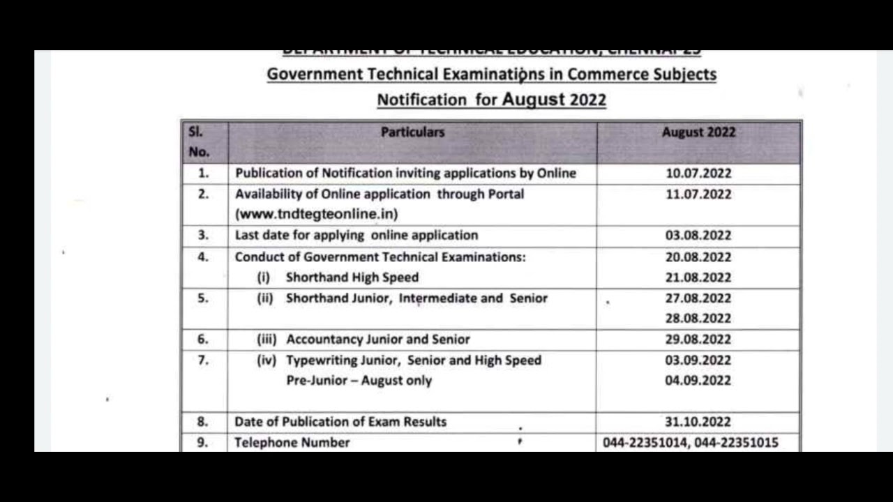 Typewriting Exam Notification 2022 | Typewriting Exam Date