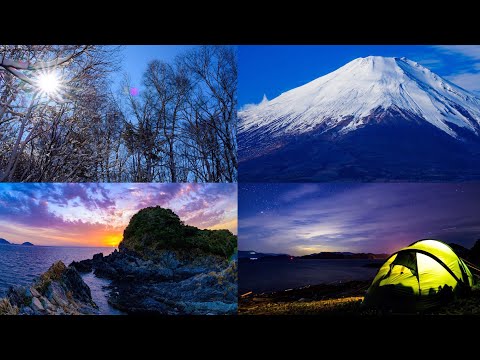 ZOOM背景動画【タイムラプス4K】日本のキャンプ場で風景撮影（星空／太陽／雲／森）timelapse