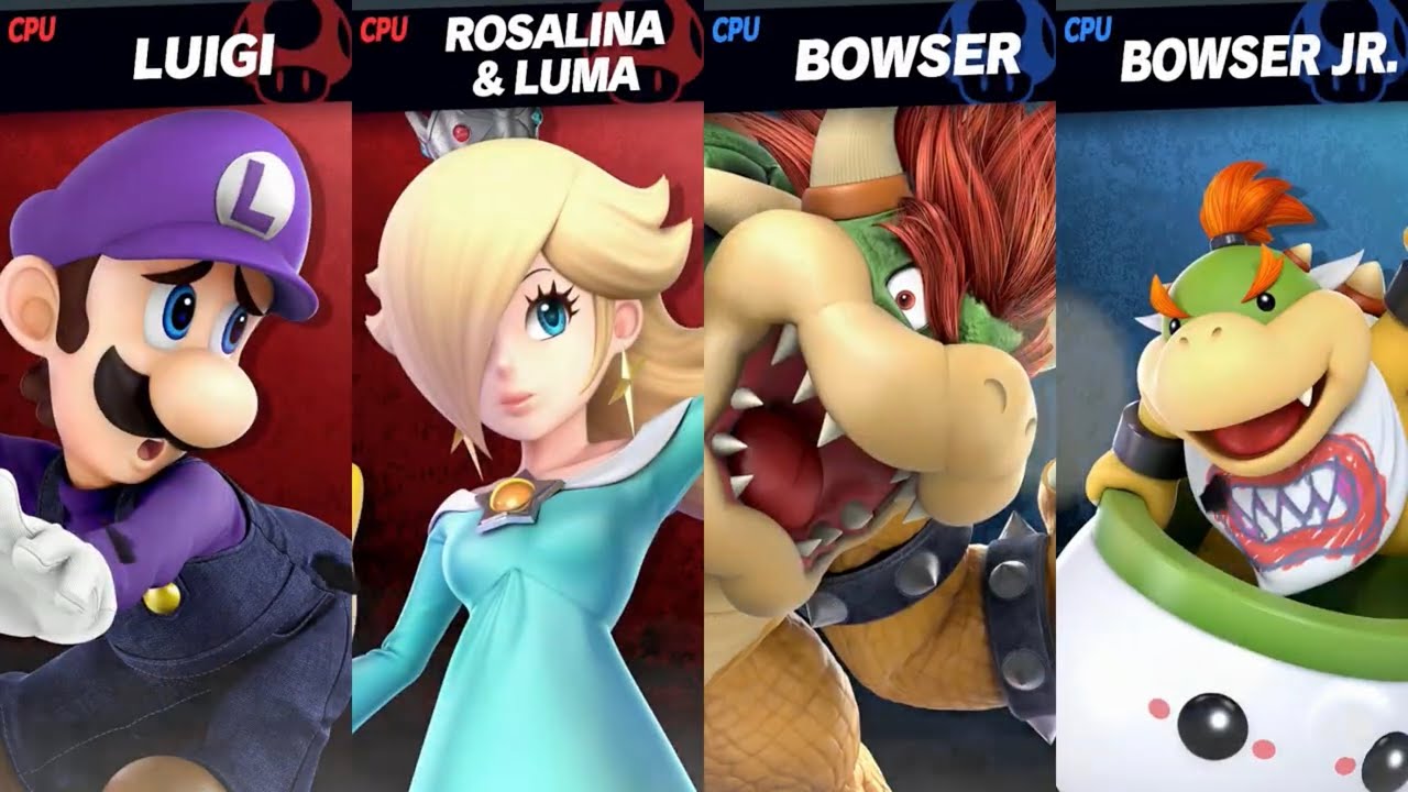 Super Smash Bros Ultimate Waluigi And Rosalina Vs Bowser And Bowser Jr 