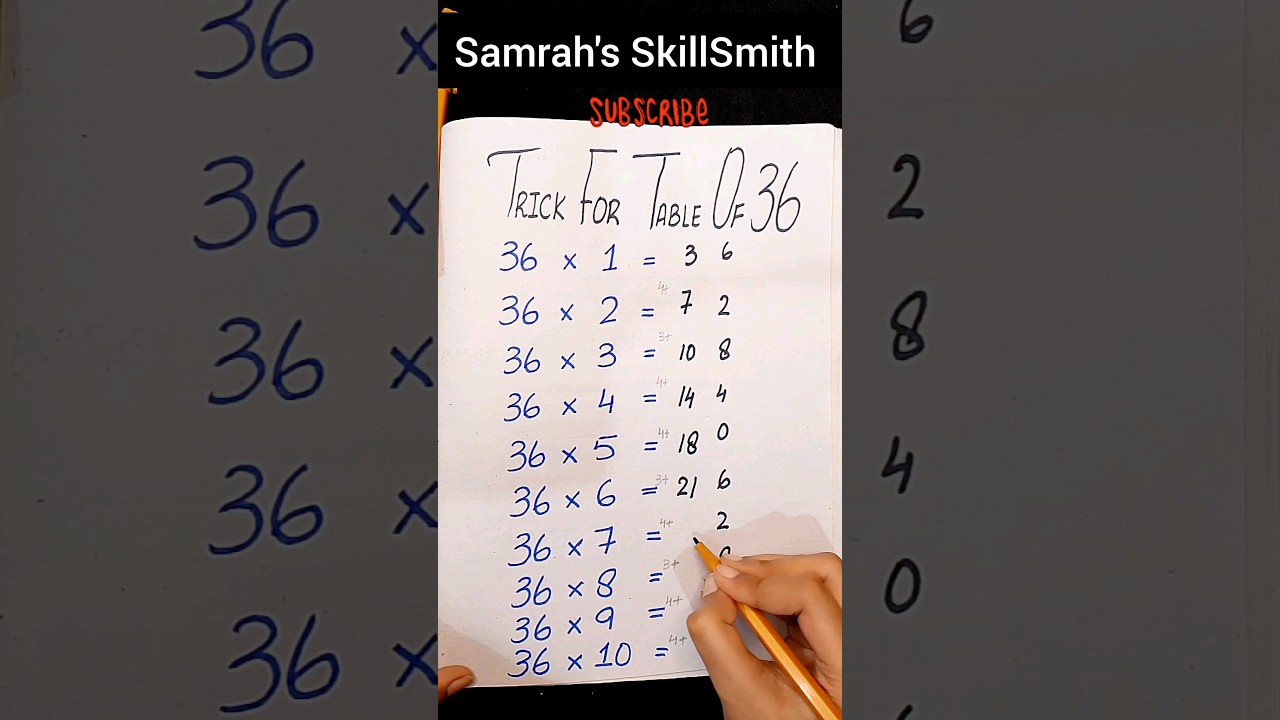 Trick for Table of 36 | Multiplication table trick 