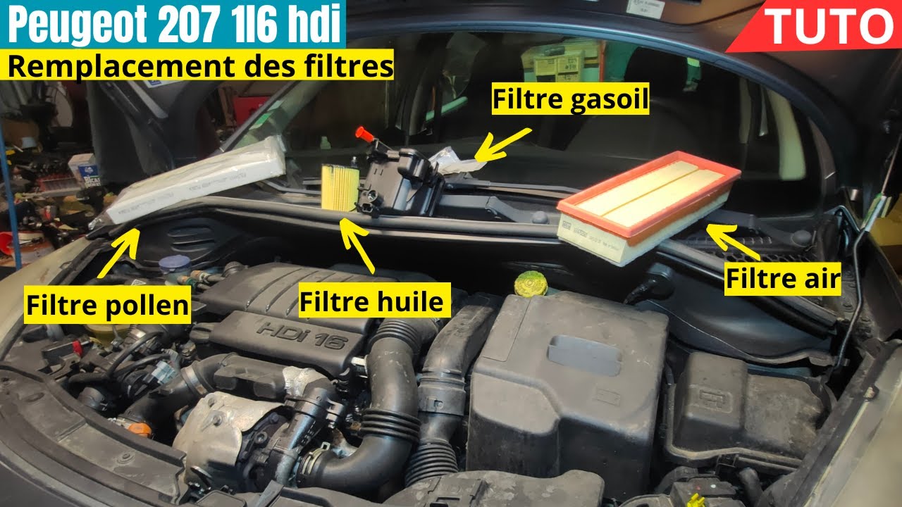 TUTO : PEUGEOT 207 1L6 HDI VIDANGE PLUS REMPLACEMENT DE TOUS LES FILTRES !