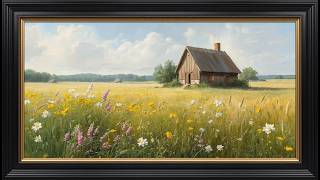 Golden Meadow Haven — A Quiet Cottage Surrounded by Blooming Fields | 4K Frame TV Art screenshot 4