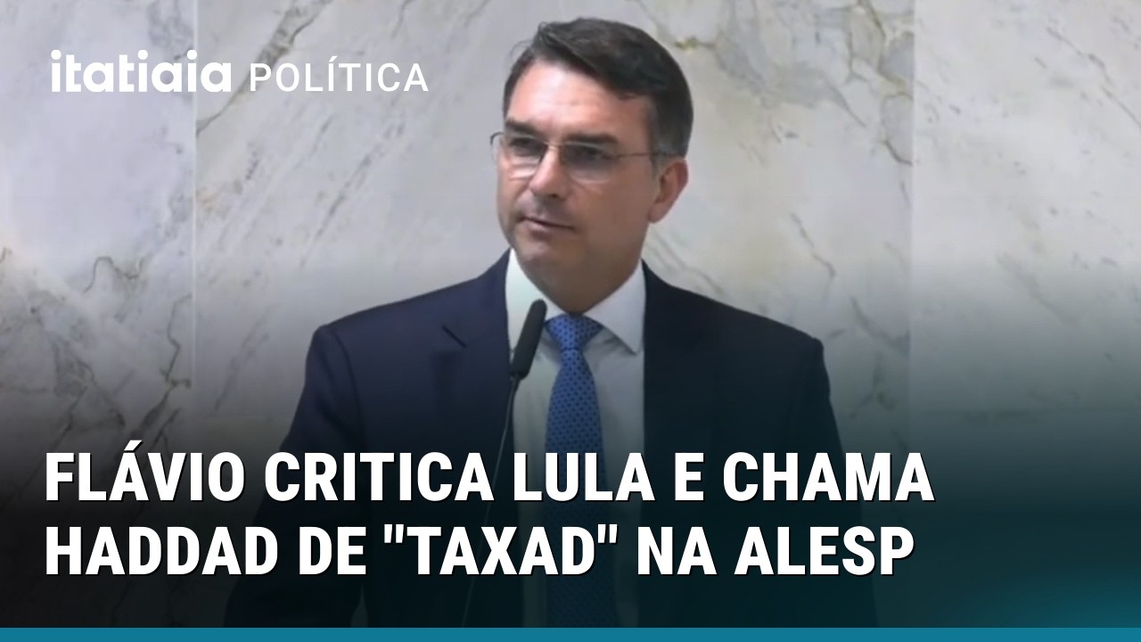 AO LADO DE TARCÍSIO, FLÁVIO BOLSONARO CRITICA LULA E CHAMA HADDAD DE 