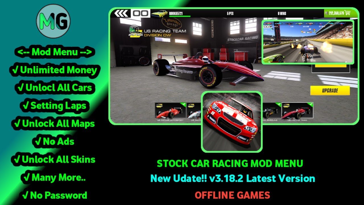 STOCK CAR RACING MOD MENU 3.17.4 UNLOCK ALL CARS, SETTING LAPS ...