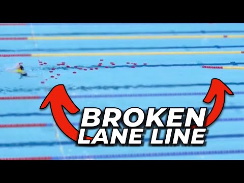 Lane rope breaks at Olympic Trials swim meet (chaos)