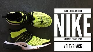 Nike Air Presto Flyknit Ultra 'Volt/Black' | UNBOXING & ON FEET | fashion shoes | 2016 | HD