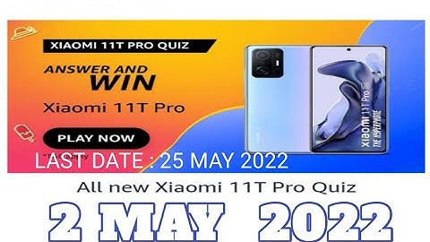 Amazon Funzone XIAOMI 11T Pro 5G Quiz Answers Today|2 May 2022 | Daily Quiz Time