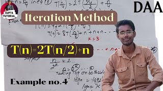 Solve T(n)=2T(n/2) n using Iteration Method || Example 4 || #Design_and_analysis_of_Algorithm