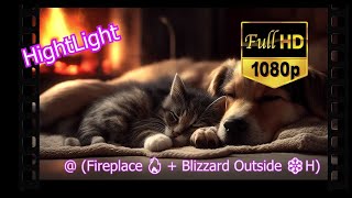 Cozy Fireplace Intense Blizzard Outside 3H Winter Ambience For Sleep, Study, Relax