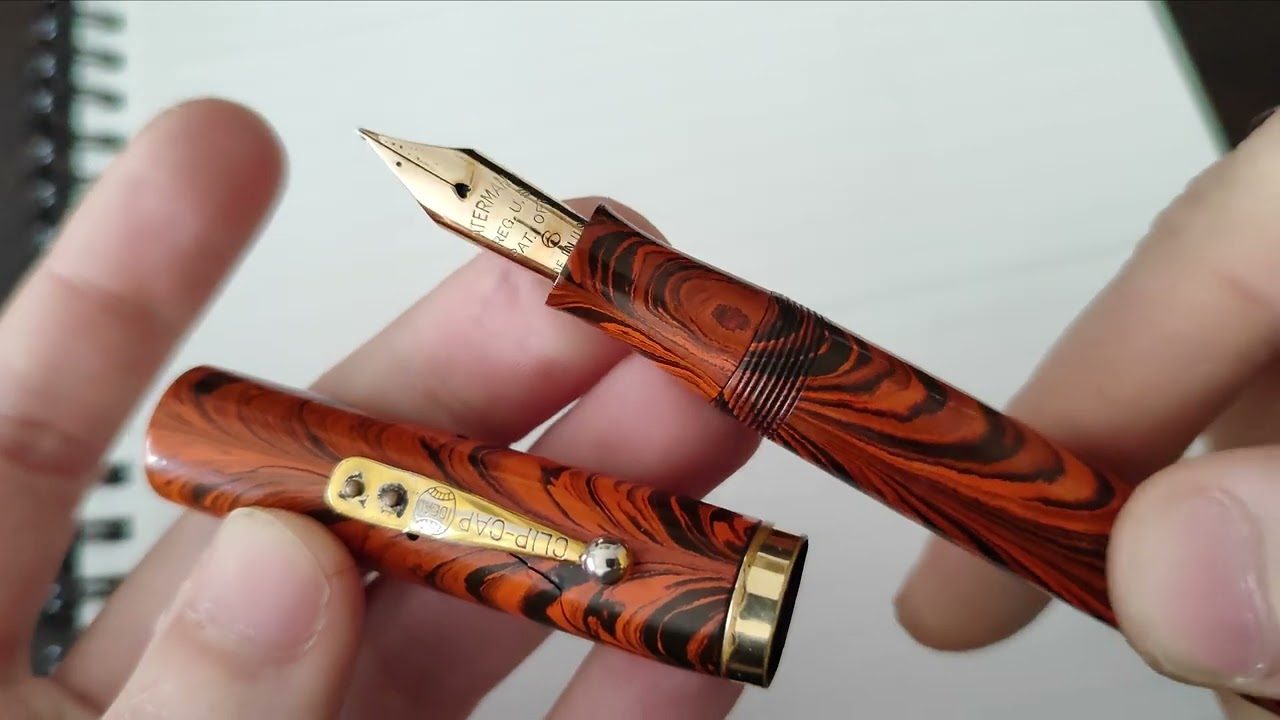 Caneta Tinteiro Antiga Waterman's Ideal 56 Red Ripple Ebonite