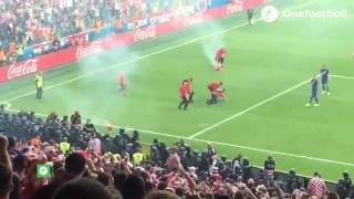UEFA EURO 2016: Croatia fans throw flares and fight in stand screenshot 2