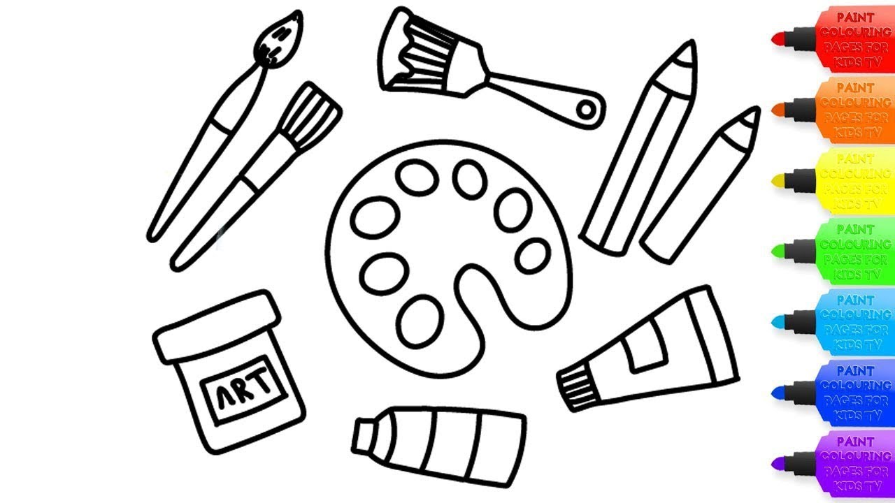Premium Vector  Painting activity tools coloring pages a4 for kids and  adult