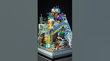 I built a LEGO Marble Run Meets Cyberpunk City! #lego #legogbc #legomoc #legocity #marblerun #gbc