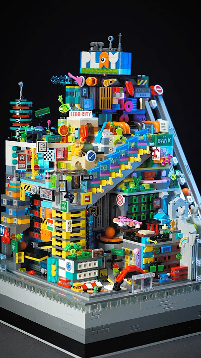 I built a LEGO Marble Run Meets Cyberpunk City! #lego #legogbc #legomoc #legocity #marblerun #gbc
