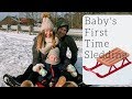 BABY&#39;S FIRST TIME SLEDDING