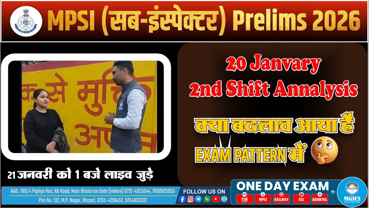  MPSI Prelims 2026 | 20 Jan 2nd Shift Analysis सीधे  Exam Centre से Live 🔥📝 | Pattern में हुआ बदलाव😱