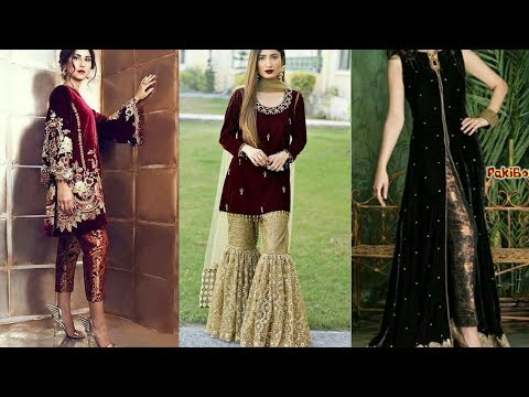 pakistani velvet frocks