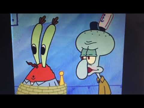 Spongebob and Squidward smashing mr krabs stuff
