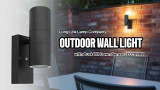 Black Outdoor Up Down Wall Light Dusk Till Dawn Sensor Stainless Steel Ip65 Zlc090B
