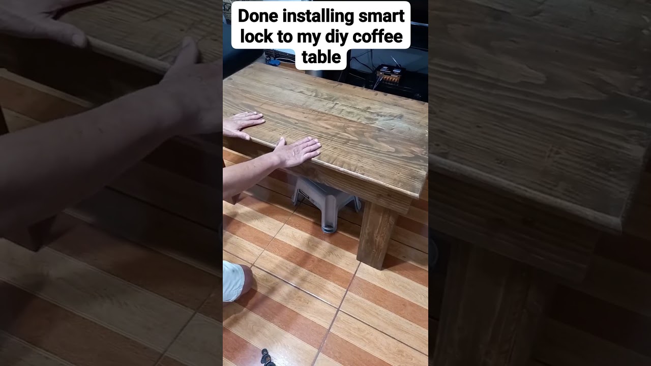 Diy coffee table with concealed compartment with smartlock.
