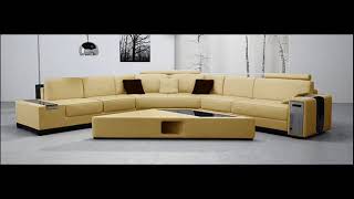 2516B Beige Leather Sectional Sofa