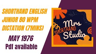 Shorthand English Junior 80 Wpm Dictation 7 Mins May 1976 Pdf Available