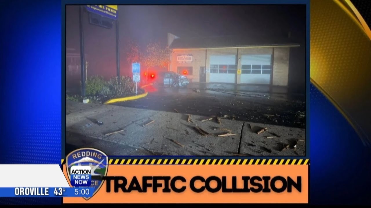 Crash in Redding knocks down utility pole, causes power outage - YouTube