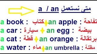 تعلم اللغة الإنجليزية بسهولة : أجمل وأسهل طريقة لتتعلم الفرق بين  a  و an ومتى نستعملها