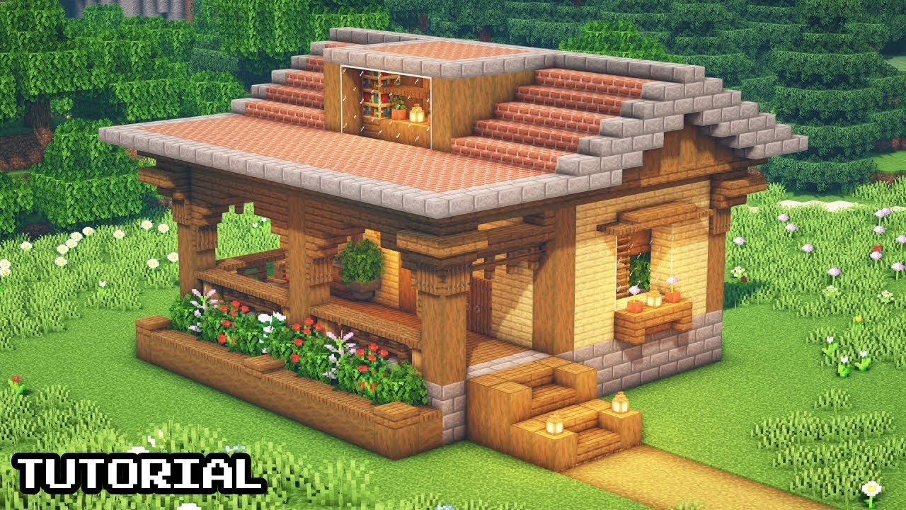 Minecraft : How to build a Cozy Survival Wooden House Tutorial 🧱 (#10 ...