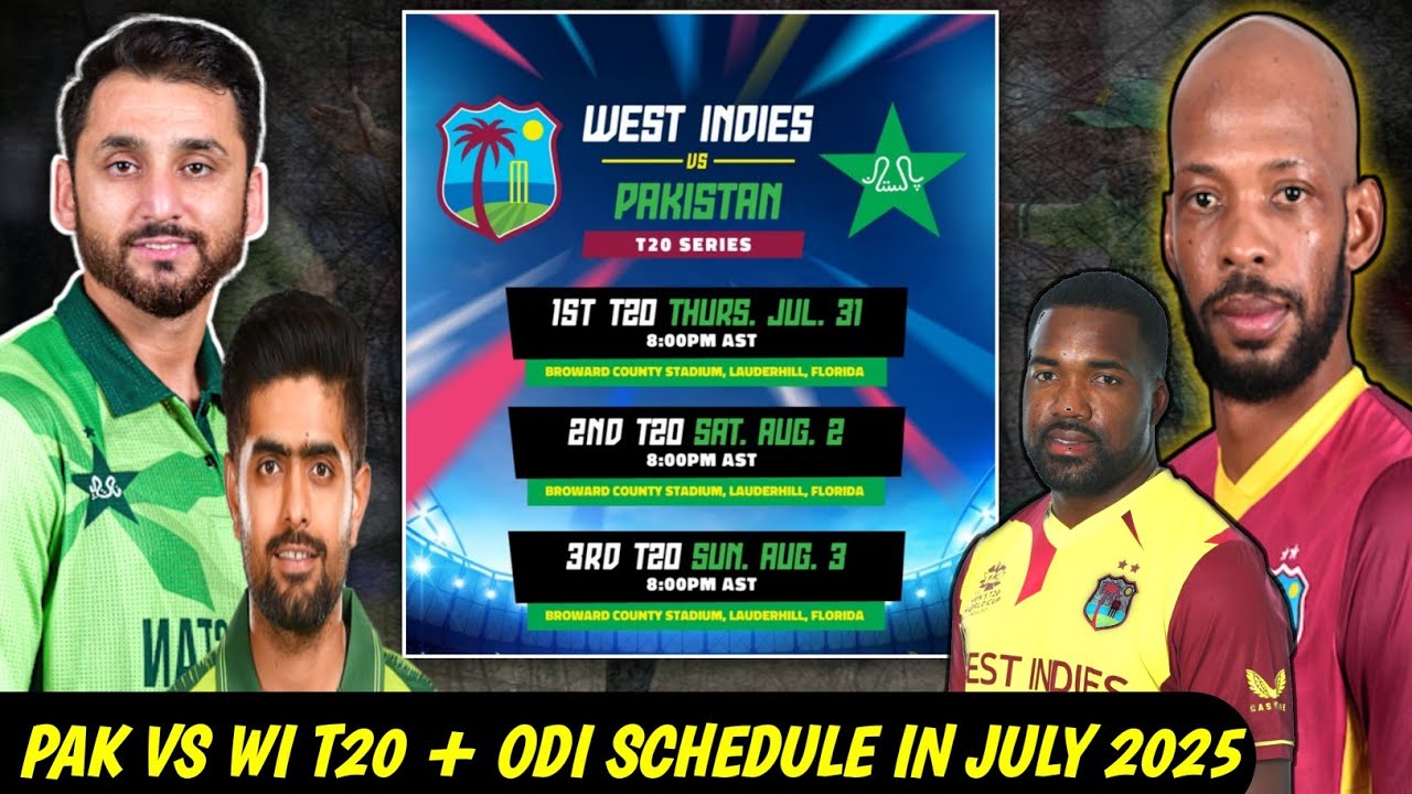 Pakistan vs West Indies series 2025 | pak vs wi complete schedule 2025 | pak tour of Wi series 2025