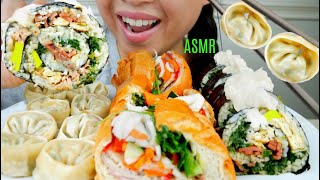 ASMR GIANT Gimbap with MAYO ♥ Bánh mì Dumplings ♥︎ Kimbap Mandu ♥︎ Recipe 먹방 suellASMR