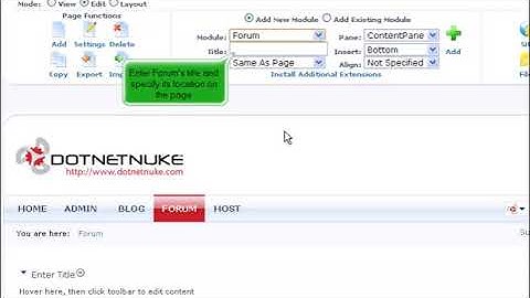 How to install an additional forum module in DotNetNuke