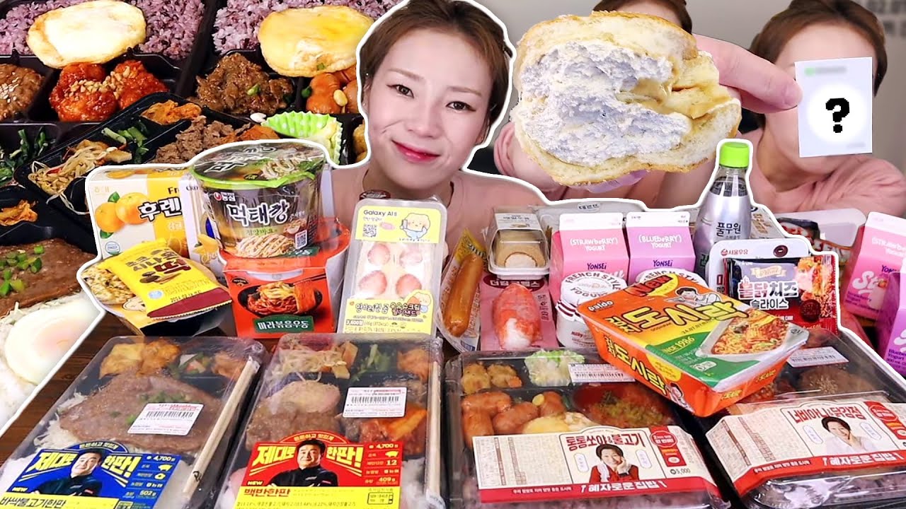 편의점 4곳 털어왔습니다😋 각종 도시락에 각종 디저트까지!! 햇님이 뽑은 망곰이 띠부씰은??  240207/Mukbang, eating show