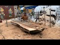 Распиловка бревна бензопилой stihl  на слэбы /Sawing logs with a stihl  chainsaw into slabs