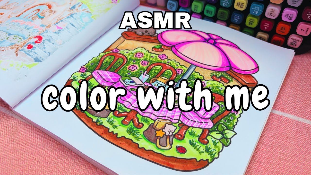 ASMR Color with me Using Markers 🌸 Cozy Corner  by Coco Wyo 🌸No Talking 🌸 No Music👉30