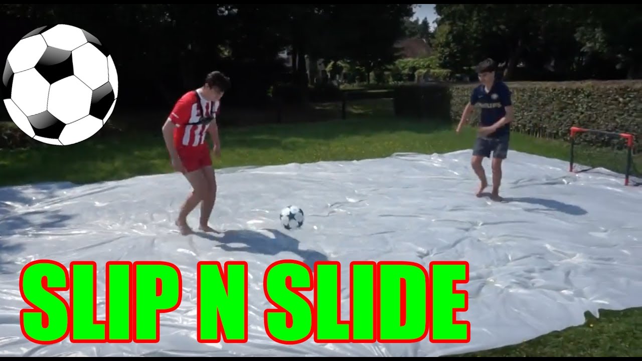Slip And Slide Football Pitch SLIP 'N' SLIDE VOETBAL CHALLENGE - YouTube