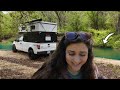 Riverside truck camping crystal clear water