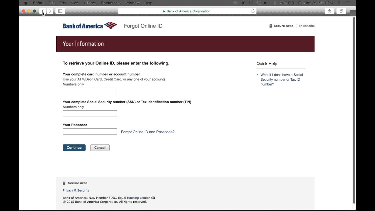 bank of america online