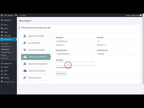 WordPress Import Export Plugin Upload File from FTP