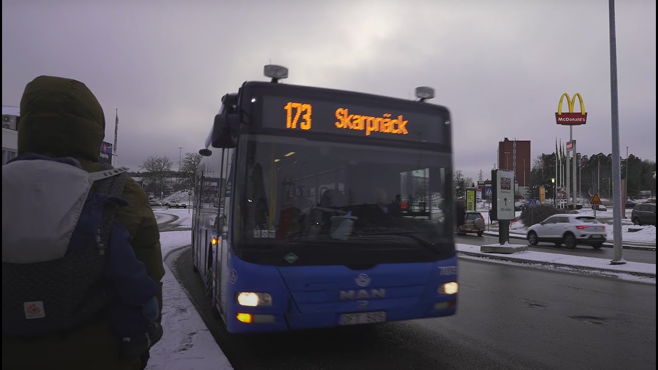 Sweden, Stockholm, bus 173 ride from Jägerhorns väg to Älvsjö station