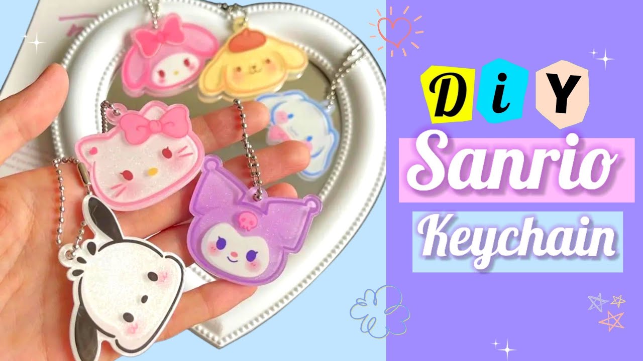 How to make cute Hello Kitty, Kuromi & Pochacco keychain _ DIY cute keychain at home