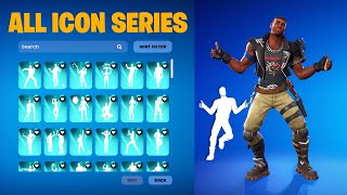 ALL FORTNITE ICON SERIES & NEW TIKTOK EMOTES (SONIC SURFER, REBELLIOUS, BACK ON 74, SHOW YA!)