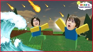 Family Game Night! Let's Play Roblox Natural Survival Disaster with Ryan's Mommy and Daddy