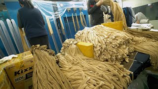 картинка: Процесс изготовления высокоэластичных чулок. Удивительная корейская фабрика чулок