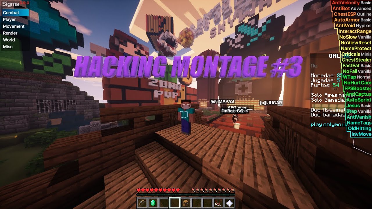 Hacking Montage on ONLYMC [Skywars - 10 Minute] #3