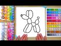 Satisfying Balloon Dog Coloring 🎈 | ASMR Calm Coloring