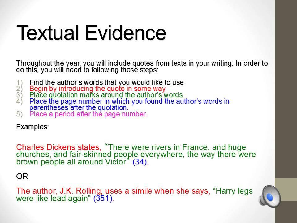 textual evidence example