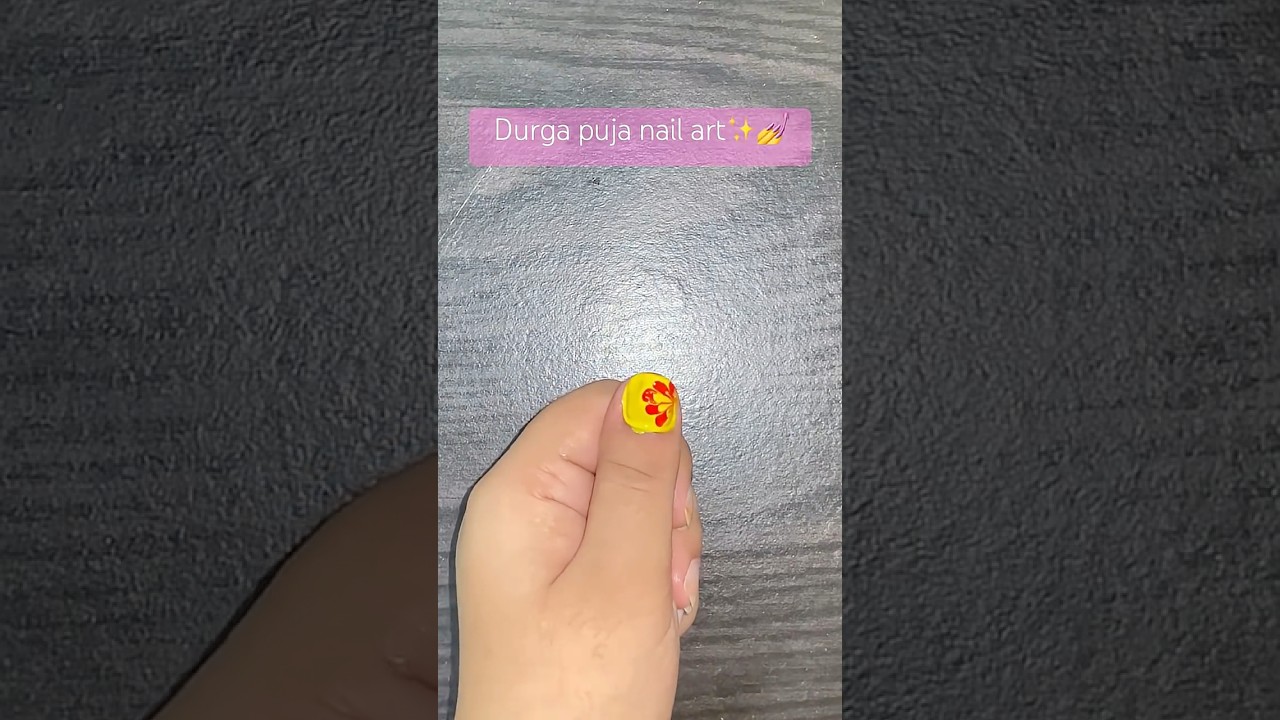 Durga puja nail art at home 🐚💅 