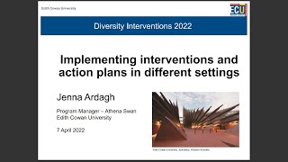Jenna Ardagh: Implementing Interventions and Action Plans in Edith Cowan University, Australia