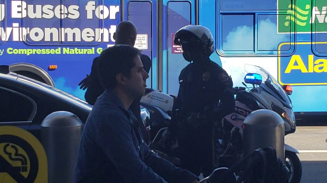LAX airport  Police motorcycle unit at work